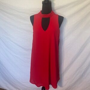 Way-In Red Mock Neck Keyhole Cutout Sleeveless Shift Dress 2720-LY8A Small NWT